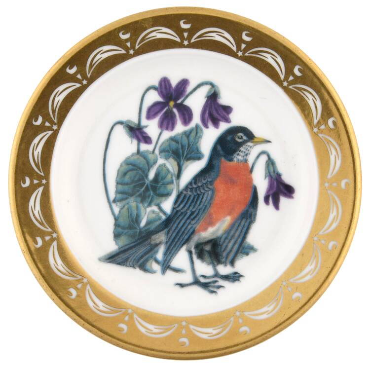 State Birds & Flowers Miniature Wisconsin-Robin / Violet - With Box Wisconsin