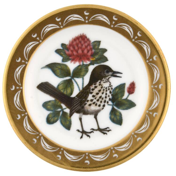 State Birds & Flowers Miniature Vermont-Hermit Thrush / Red Clover - Vermont With Box