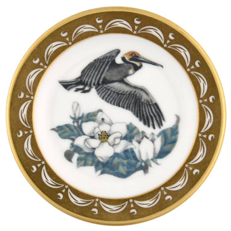 State Birds & Flowers Miniature Louisiana-Brown Pelican / Magnolia - Louisiana With Box