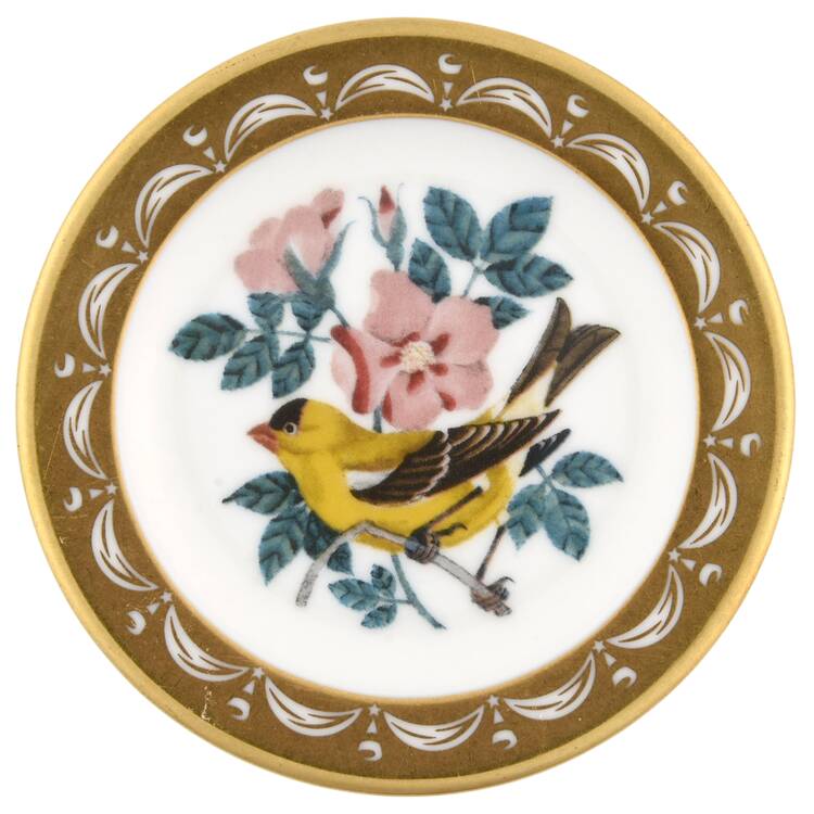 State Birds & Flowers Miniature Iowa-Eastern Goldfinsh / Wild Rose - Iowa With Box