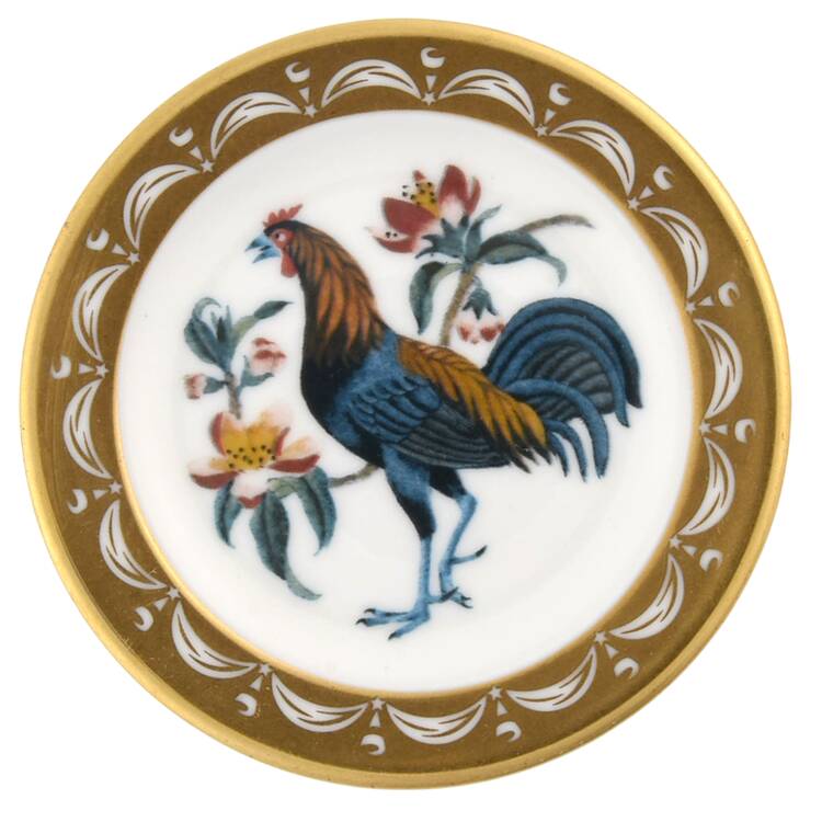 State Birds & Flowers Miniature Delaware-Blue Hen Chicken / Peach Blosso - Delaware With Box
