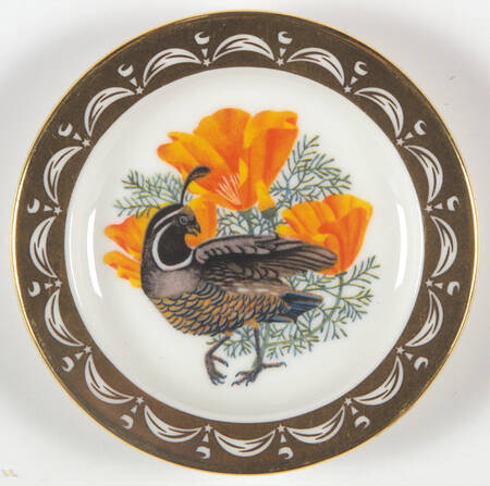 State Birds & Flowers Miniature California-Valley Quail / Golden Poppy - California With Box