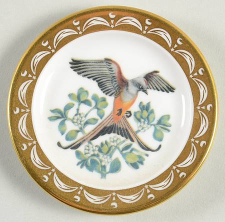 State Birds & Flowers Miniature Scissor-Tailed Flycatcher / Mistletoe - Oklahoma With Box