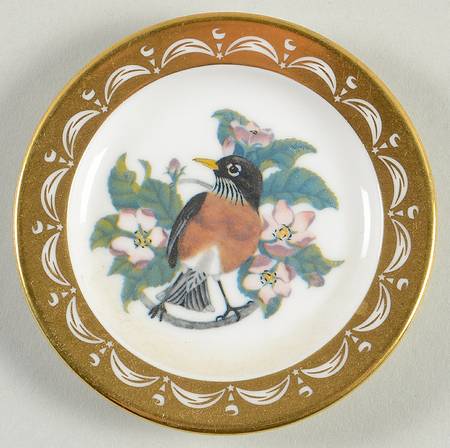 State Birds & Flowers Miniature Michigan-Robin / Apple Blossom - Michigan With Box