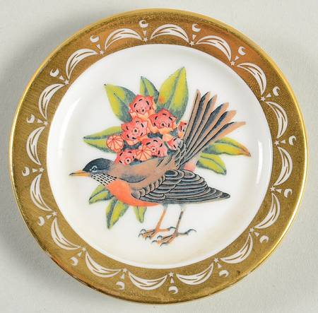 State Birds & Flowers Miniature Connecticut-Robin / Mountain Laurel - Connecticut With Box