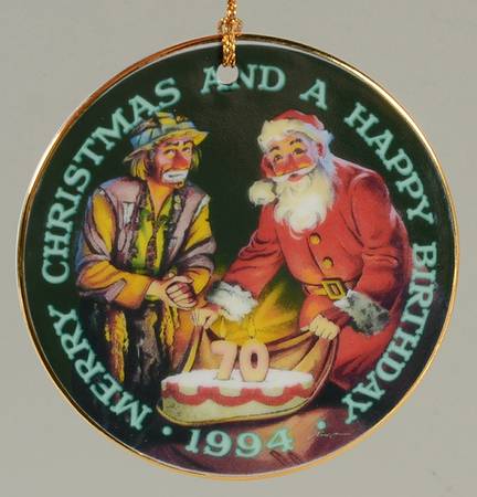 Emmett Kelly Jr Ornaments 70 Birthday Commemorative - No Box
