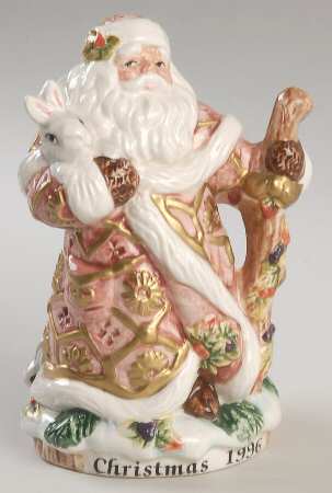 Fitz & Floyd Annual Christmas Bell Snowy Woods-Santa With Bunny - Boxed