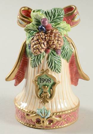 Fitz & Floyd Annual Christmas Bell Florentine Christmas Bell-Pine Cones - Boxed