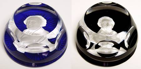 Cameos In Crystal-Bicentennial Adams & Montesquieu Set Of 2 - Boxed