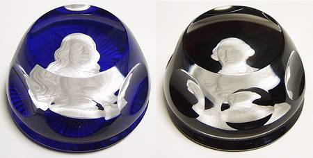 Cameos In Crystal-Bicentennial Franklin & King Louis Xvi Set Of 2 - Boxed