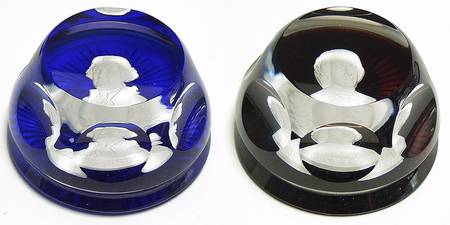 Cameos In Crystal-Bicentennial Jefferson & Rousseau Set Of 2 - Boxed
