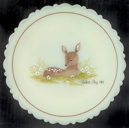 Mother'S Day Plate-Hand Painted Gentle Fawn - Boxed