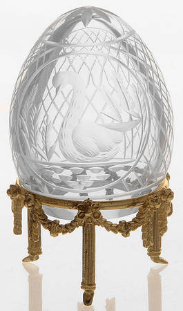Faberge Crystal Egg Swan Petite Cut Egg - Boxed