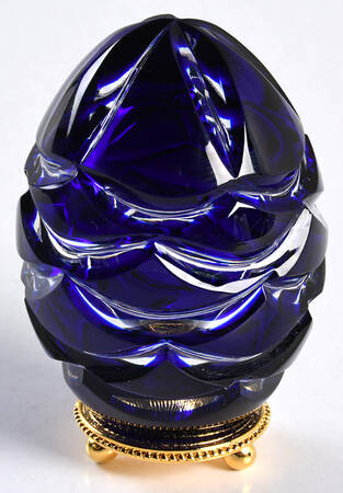 Faberge Crystal Egg Cased Petite Egg-Blue - With Box