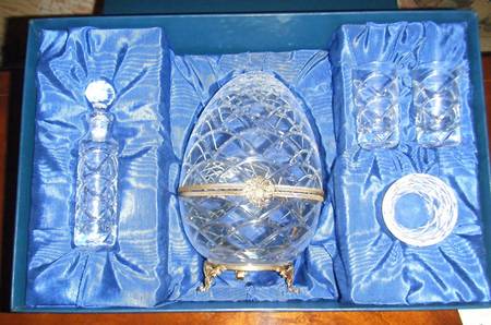 Faberge Crystal Egg Caviar & Vodka Set - Boxed