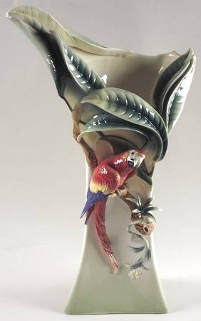 Paradise Calling - Parrot Macaw Vase - With Box
