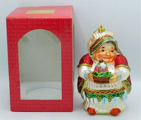 Fitz & Floyd Blown Glass Ornament Mrs Claus - Boxed
