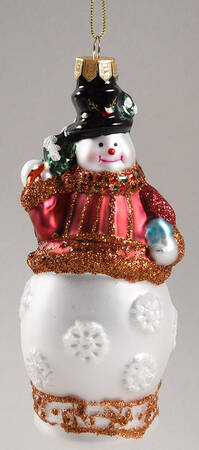 Fitz & Floyd Blown Glass Ornament Snowflake Snowman - Boxed