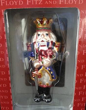 Fitz & Floyd Blown Glass Ornament Nutcracker With Sword - Boxed