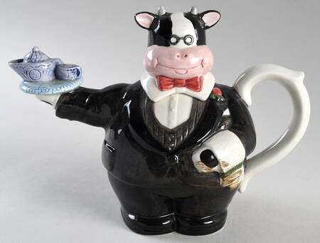 Fitz & Floyd Single Issue Tea Pots Butler Cow - Boxed