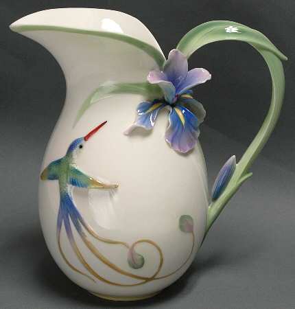Long Tail Hummingbird Pitcher Vase - With Box