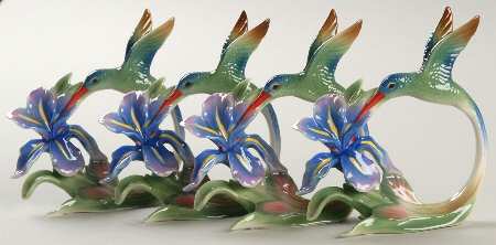 Long Tail Hummingbird Napkin Rings Set Of 4 - Boxed
