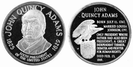 Presidential Medallion-Silver Clad John Quincy Adams - No Box