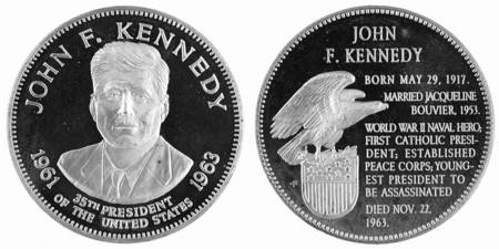 Presidential Medallion-Silver Clad John F Kennedy - No Box