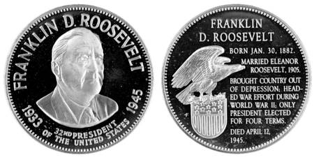 Presidential Medallion-Silver Clad Franklin Roosevelt - No Box