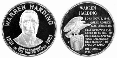 Presidential Medallion-Silver Clad Warren Harding - No Box