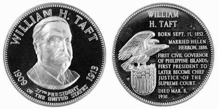 Presidential Medallion-Silver Clad William H Taft - No Box