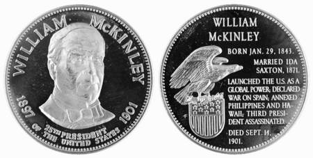 Presidential Medallion-Silver Clad William McKinley - No Box