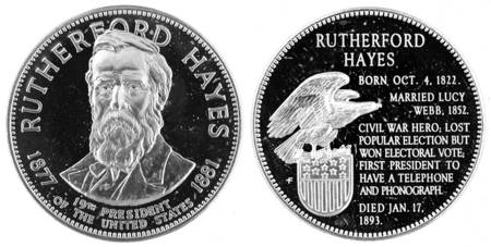 Presidential Medallion-Silver Clad Rutheford B Hayes - No Box