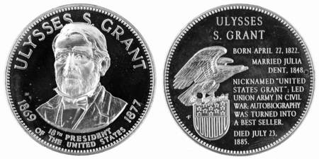 Presidential Medallion-Silver Clad Ulysses S Grant - No Box