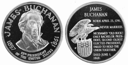 Presidential Medallion-Silver Clad James Buchanan - No Box