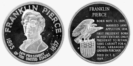 Presidential Medallion-Silver Clad Franklin Pierce - No Box