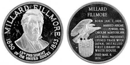 Presidential Medallion-Silver Clad Millard Fillmore - No Box