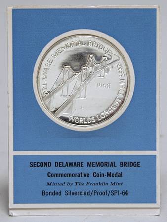 Frankin Mint Proof Medallion 2nd Delaware Memorial Bridge - No Box