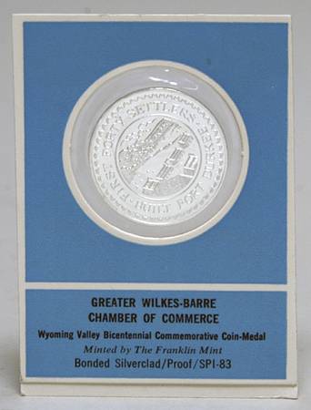 Frankin Mint Proof Medallion Greater Wilkes-Barre - No Box