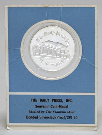 Frankin Mint Proof Medallion The Daily Press Inc - No Box