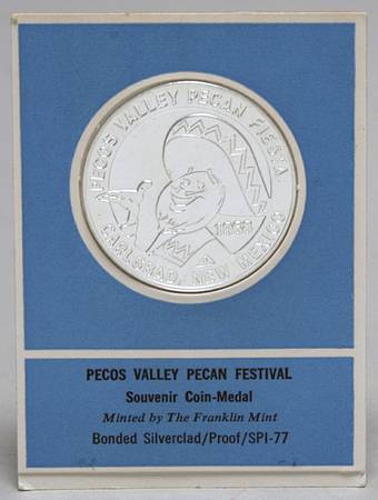 Frankin Mint Proof Medallion Pecos Valley Pecan Festival-1968 - No Box