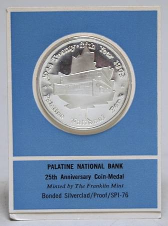 Frankin Mint Proof Medallion Palatine National Bank - No Box