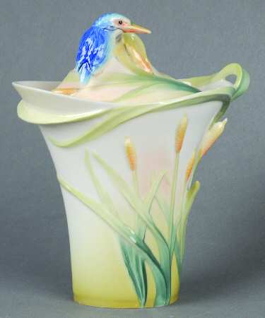 Iridescence Kingfisher Sugar Jar & Lid - Boxed