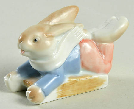Fitz & Floyd Figurines Rabbit Sledding - Boxed