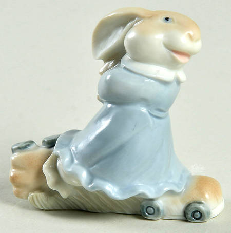 Fitz & Floyd Figurines Girl Rabbit Roller Skating - Boxed
