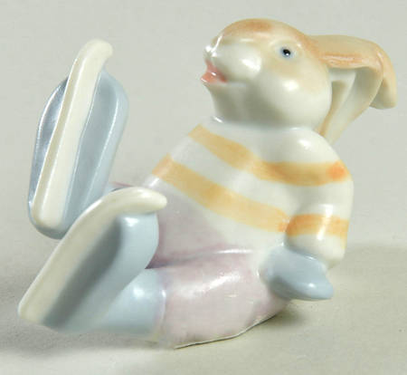Fitz & Floyd Figurines Boy Rabbit Falling On Skates - Boxed
