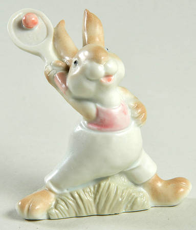 Fitz & Floyd Figurines Rabbit Playing Tennis - Boxed