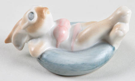 Fitz & Floyd Figurines Girl Rabbit In Float - Boxed