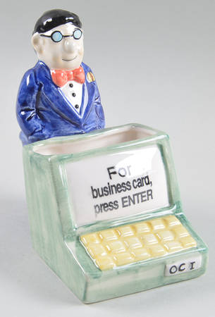 Fitz & Floyd Figurines Computer Business Card Holder - No Box