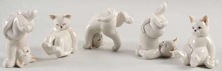 Fitz & Floyd Figurines Set Of 5 Tumbling Kittens - No Box